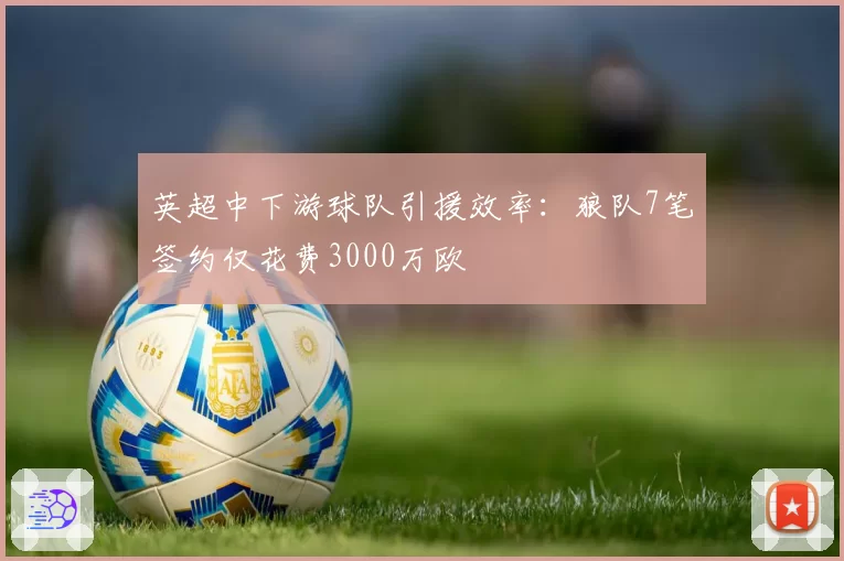 英超中下游球队引援效率：狼队7笔签约仅花费3000万欧